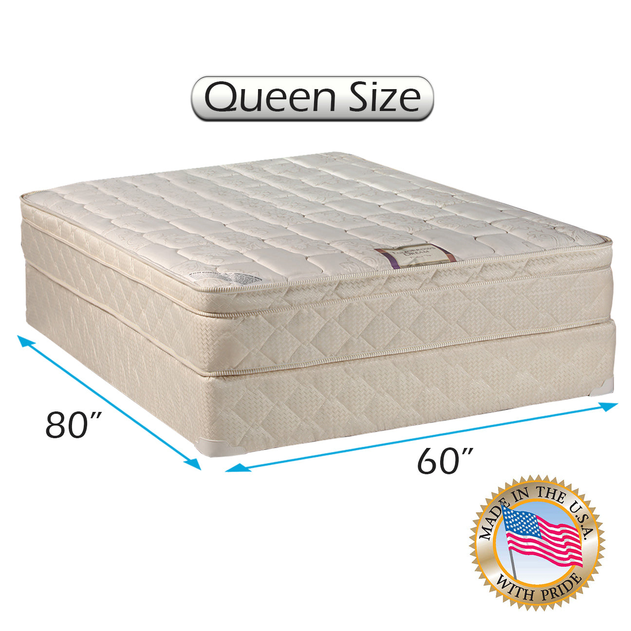 Dream World Inner Spring Pillowtop (Eurotop) Queen Size Mattress and Boxspring Set