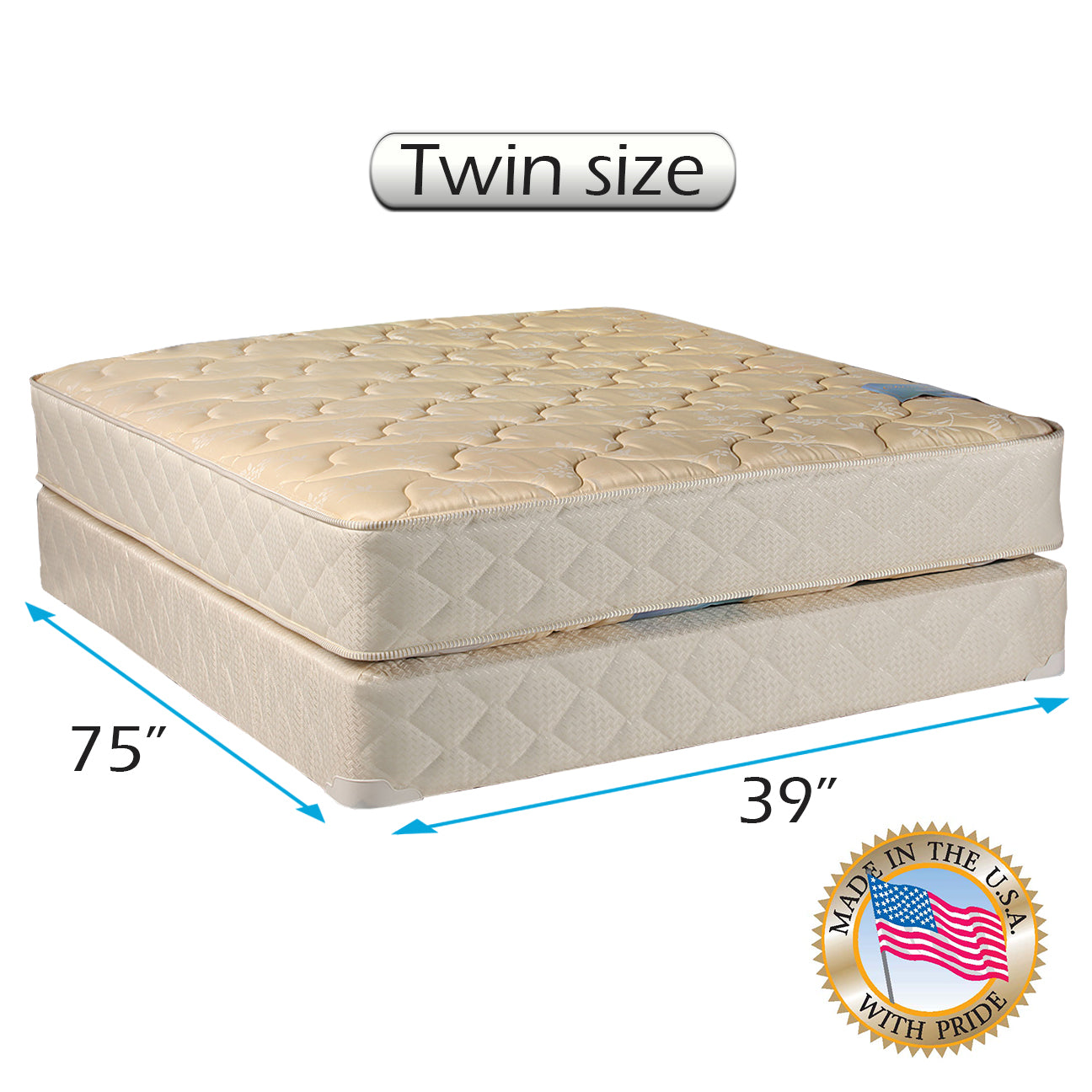 Chiro Premier Orthopedic Gentle Firm (Beige) Twin Size Mattress and Box Spring Set - Fully Assembled, Good for Your Back, Long Lasting and 2 Sided