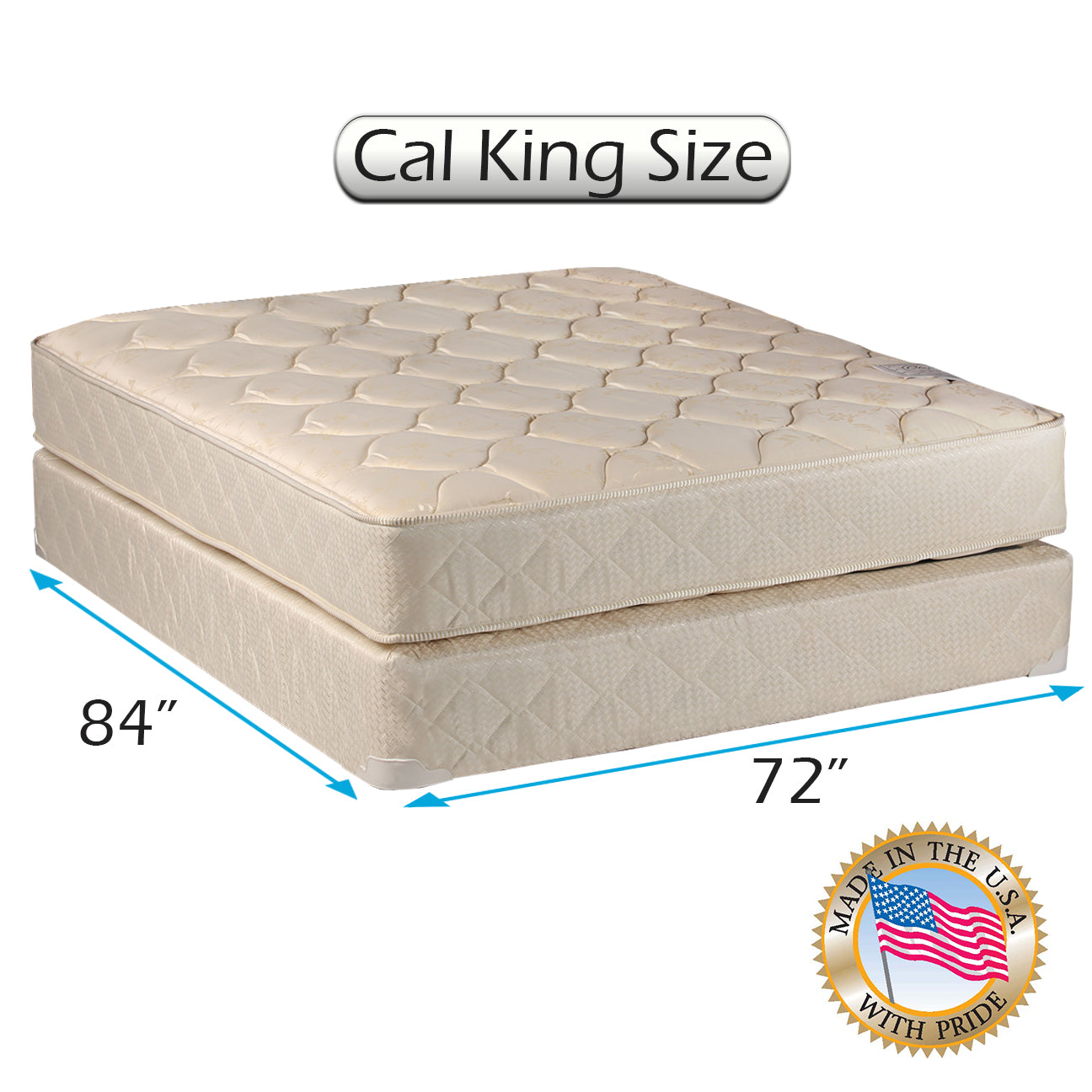 Comfort Classic Gentle Firm California King Mattress and Box Spring Set - Fully Assembled, Orthopedic, Good for Your Back, Long Lasting and 2 Sided