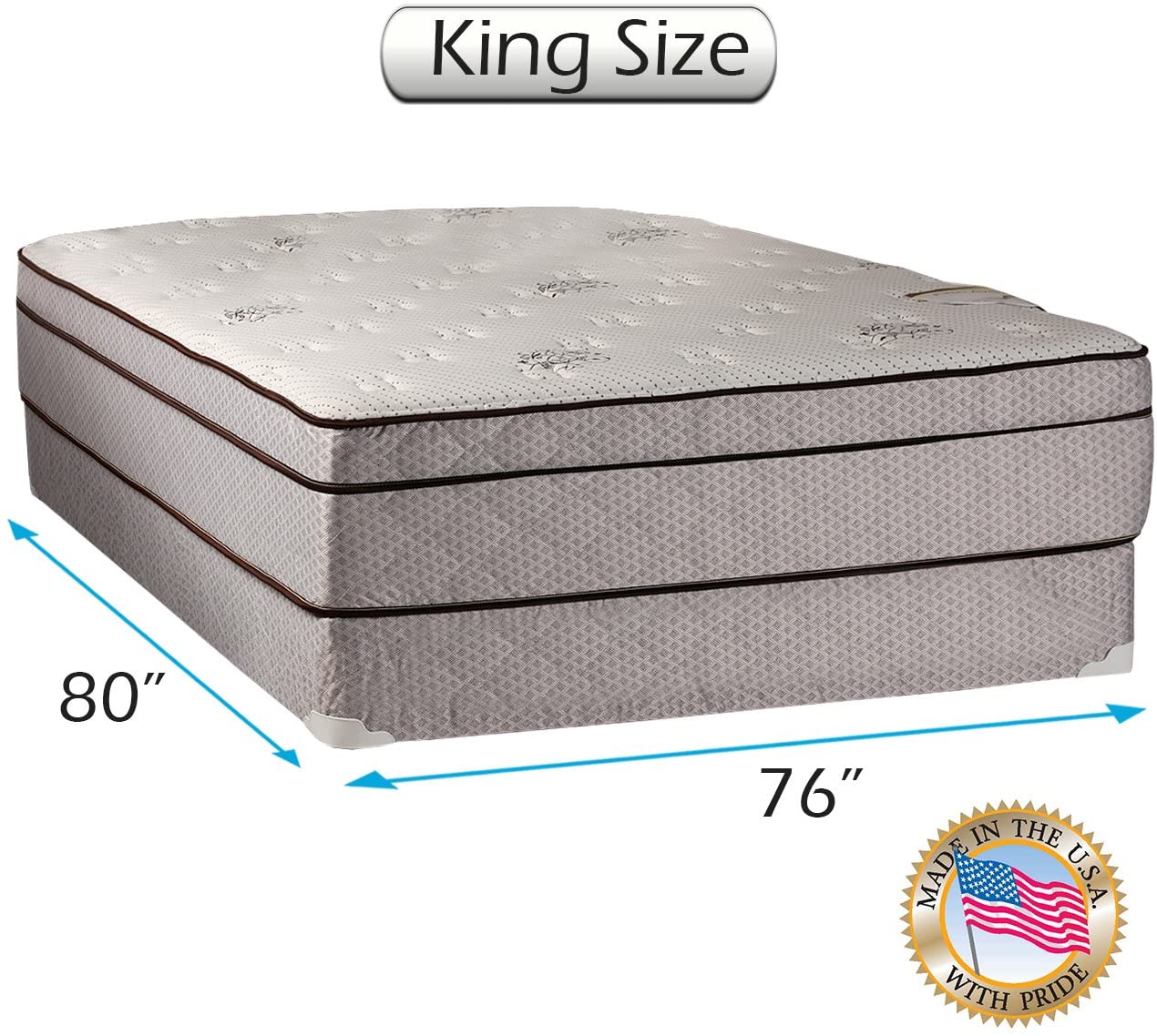 Fifth Ave Extra Soft Foam Eurotop (PillowTop) King Size Mattress & Box Spring Set - Therapeutic Technology, Orthopedic Support, Quality Sleep System