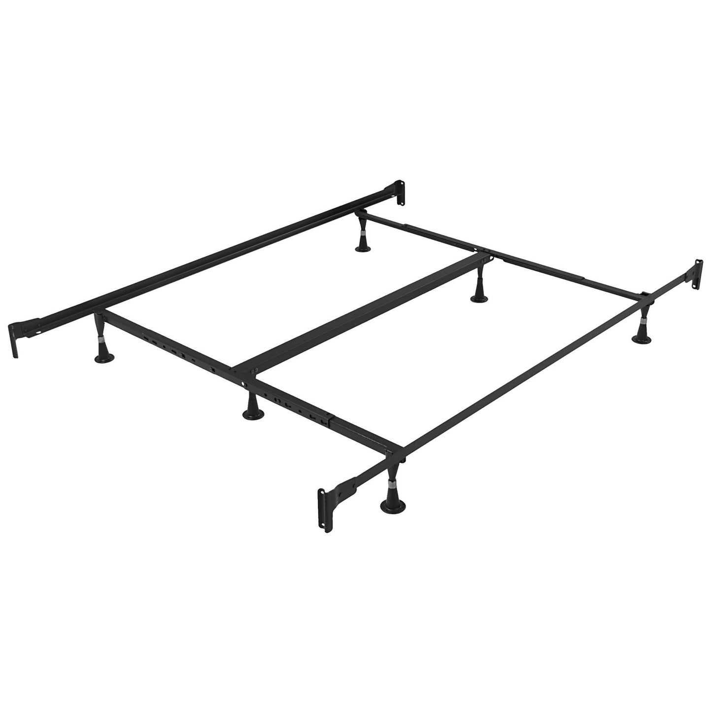 6-Leg Heavy Duty Adjustable Metal Bed Frame (Twin/Full/Queen)
