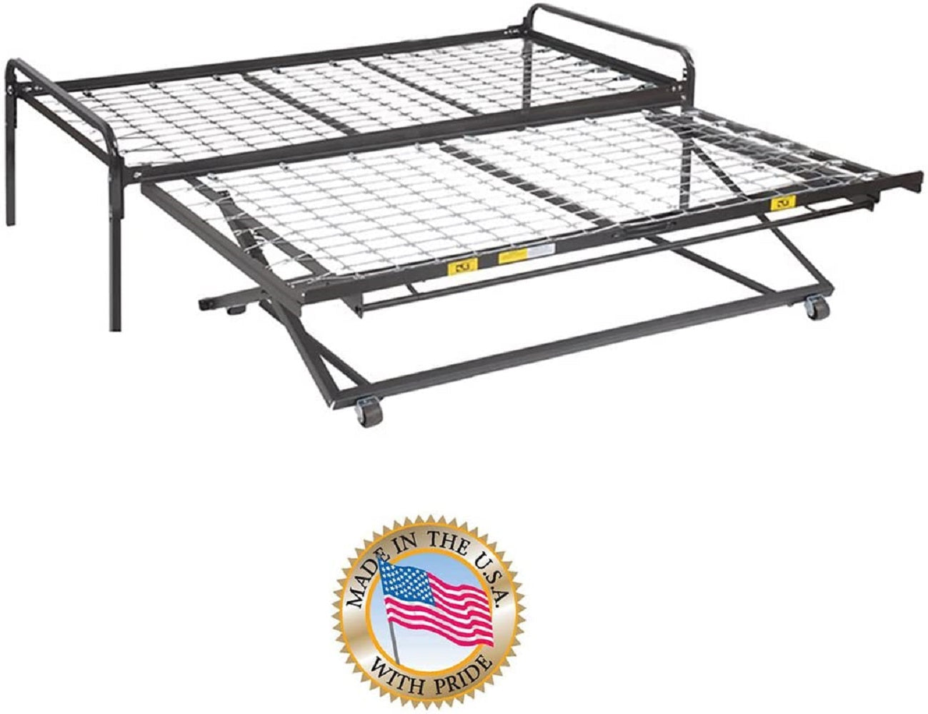 Twin Size Metal Day Bed (Daybed) Frame & Pop up Trundle with Upgraded Quality Mattresses Included Package Deal!