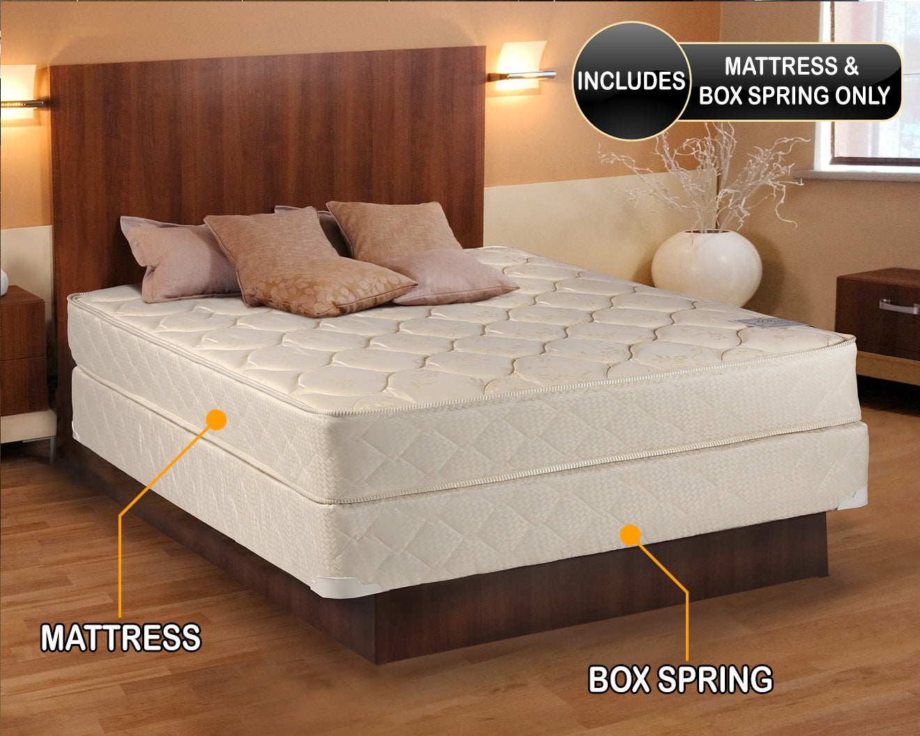 Comfort Classic Gentle Firm Twin Size Mattress and Box Spring Set - Fully Assembled, Orthopedic, Good for Your Back - Long Lasting and 1 Sided