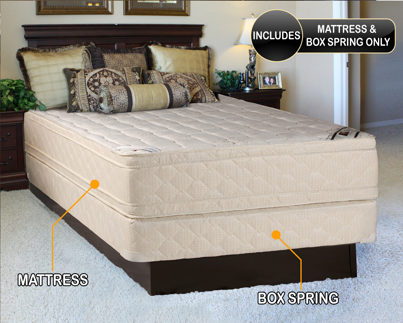 Elite Extrapedic Pillow Top Twin Size Mattress and Box Spring Set