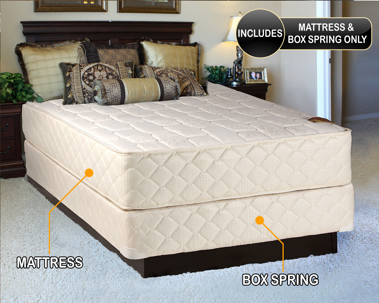 Grandeur Deluxe Medium Firm Twin Mattress and Box Spring Set