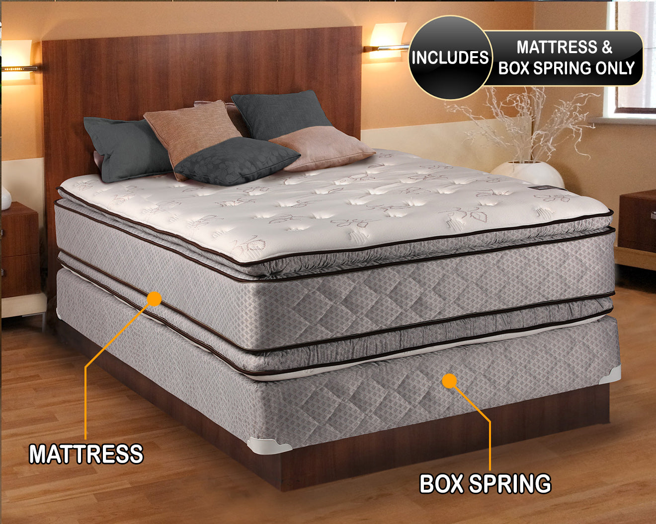 Hollywood Double Sided Pillowtop Full Size Mattress And Box Springs Set