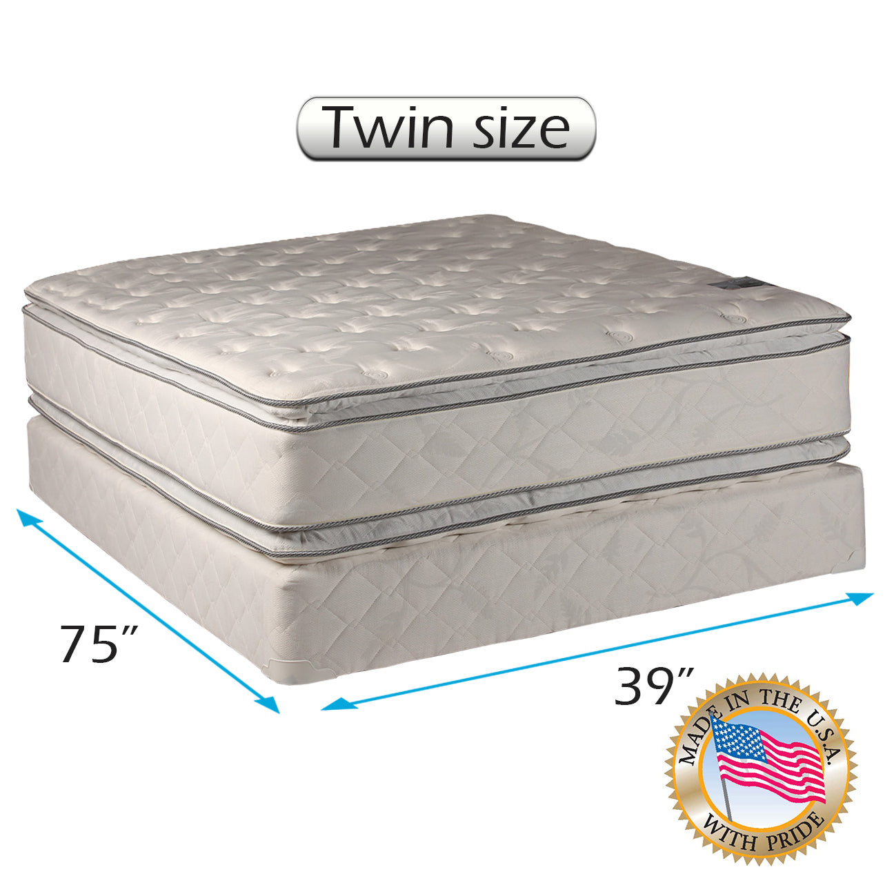 Natural Sleep Double Sided Twin Size Mattress and Box Spring Set