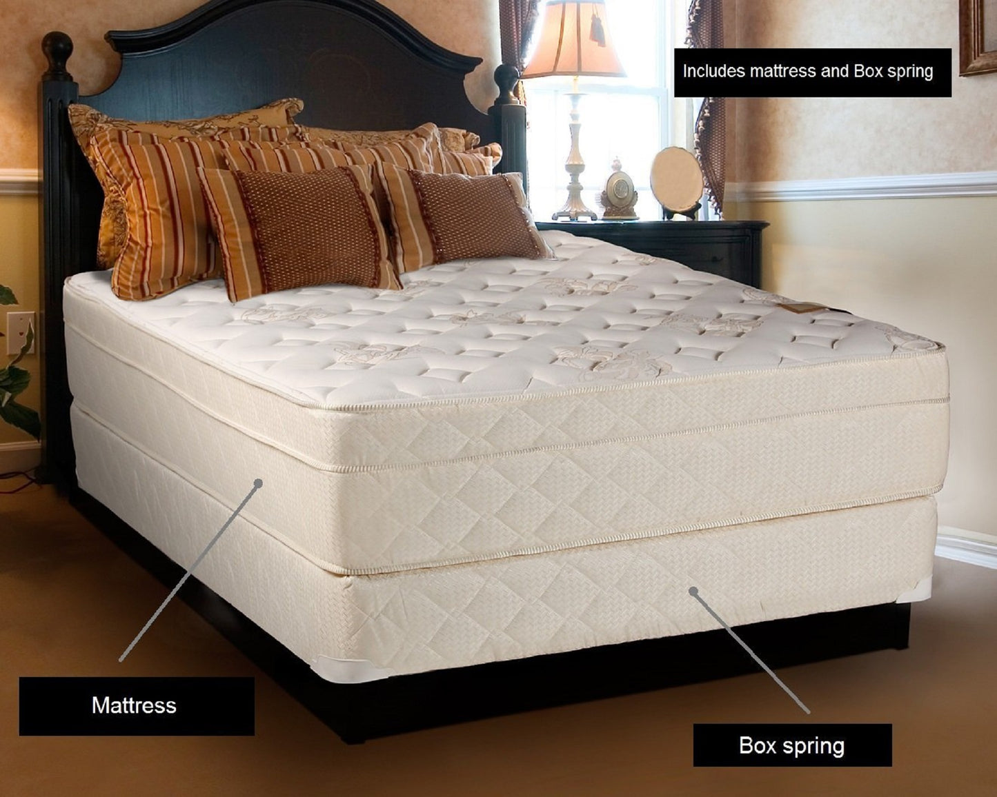 Beverly Hills Firm Foam Encased Eurotop (Pillow Top) Full Size Mattress and Box Spring Set