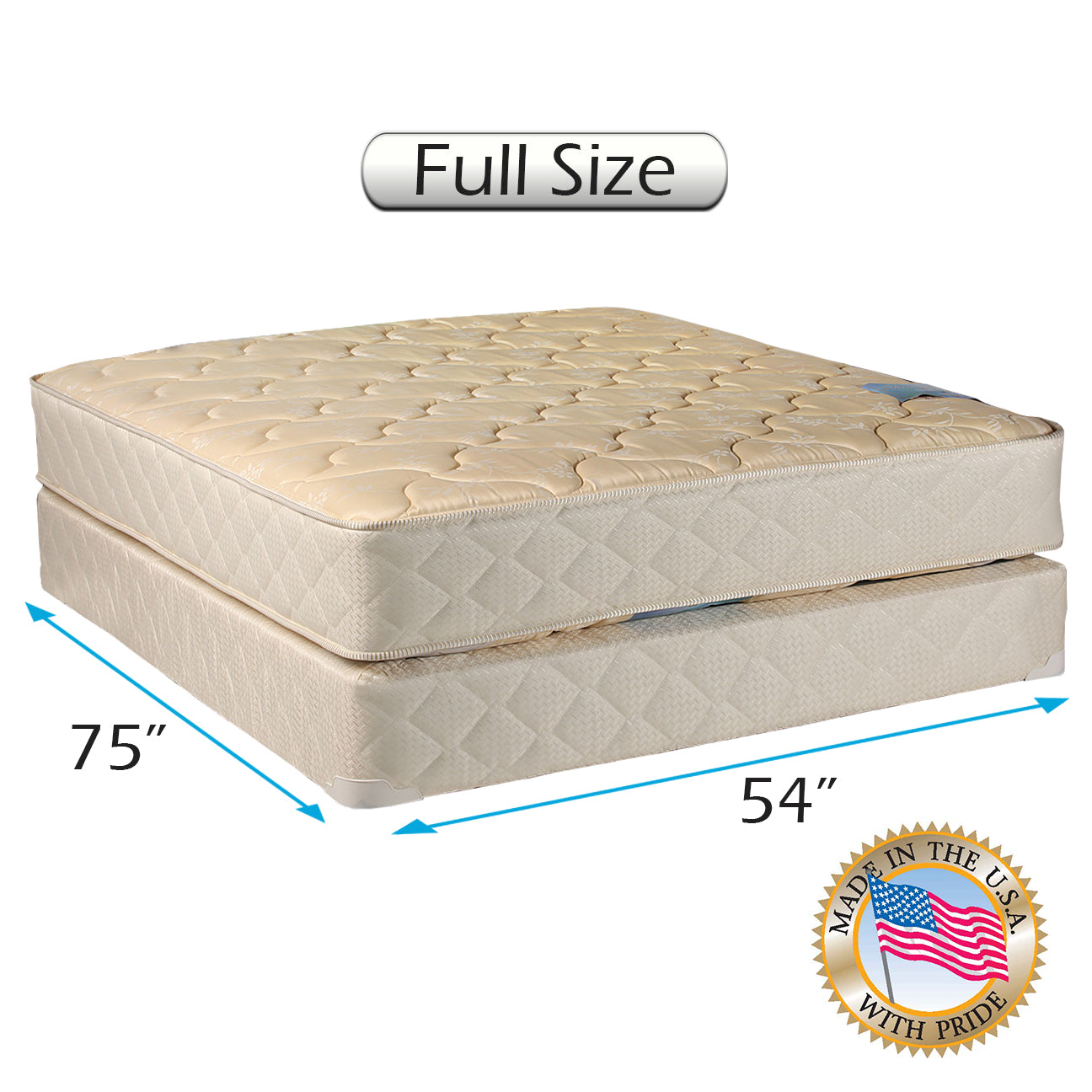 Chiro Premier Orthopedic (Beige) Full Size Mattress and Box Spring Set - Fully Assembled, Good for Your Back, Long Lasting and 2 Sided