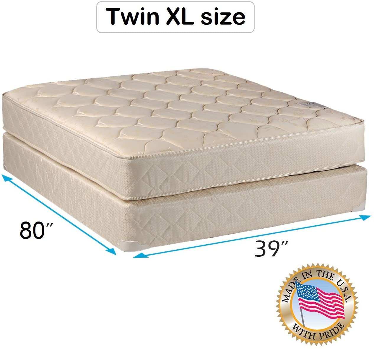 Comfort Classic 1-Sided Twin Extra Long Size Gentle Firm Mattress and Box Spring Set