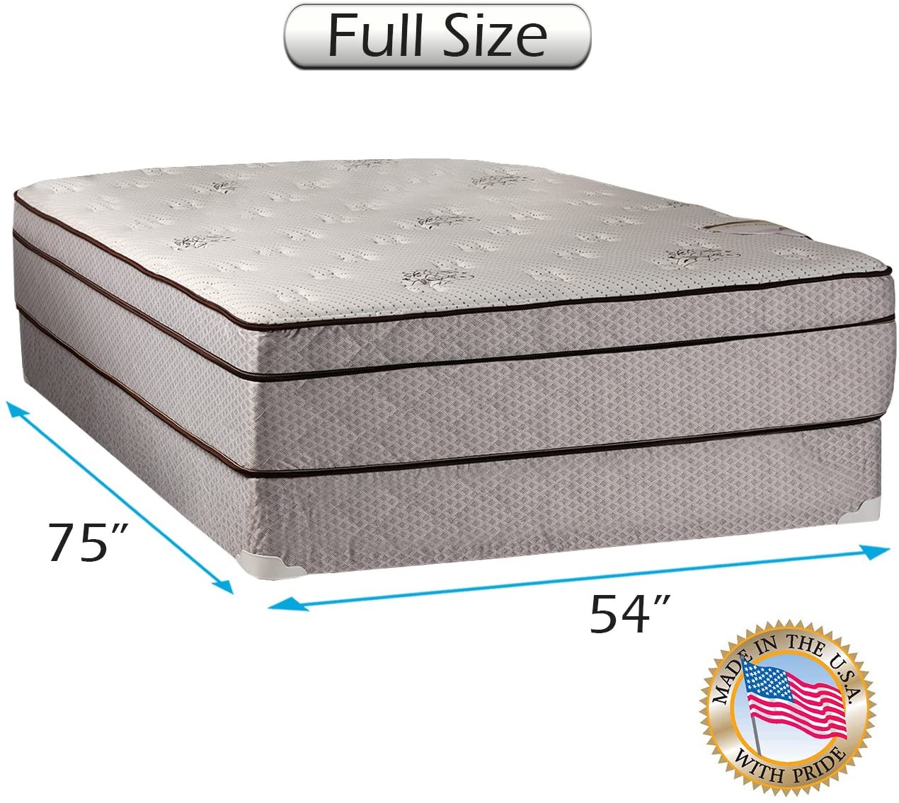 Fifth Ave Extra Soft Foam Eurotop (PillowTop) Full Size Mattress & Box Spring Set - Therapeutic Technology, Orthopedic Support, Quality Sleep System