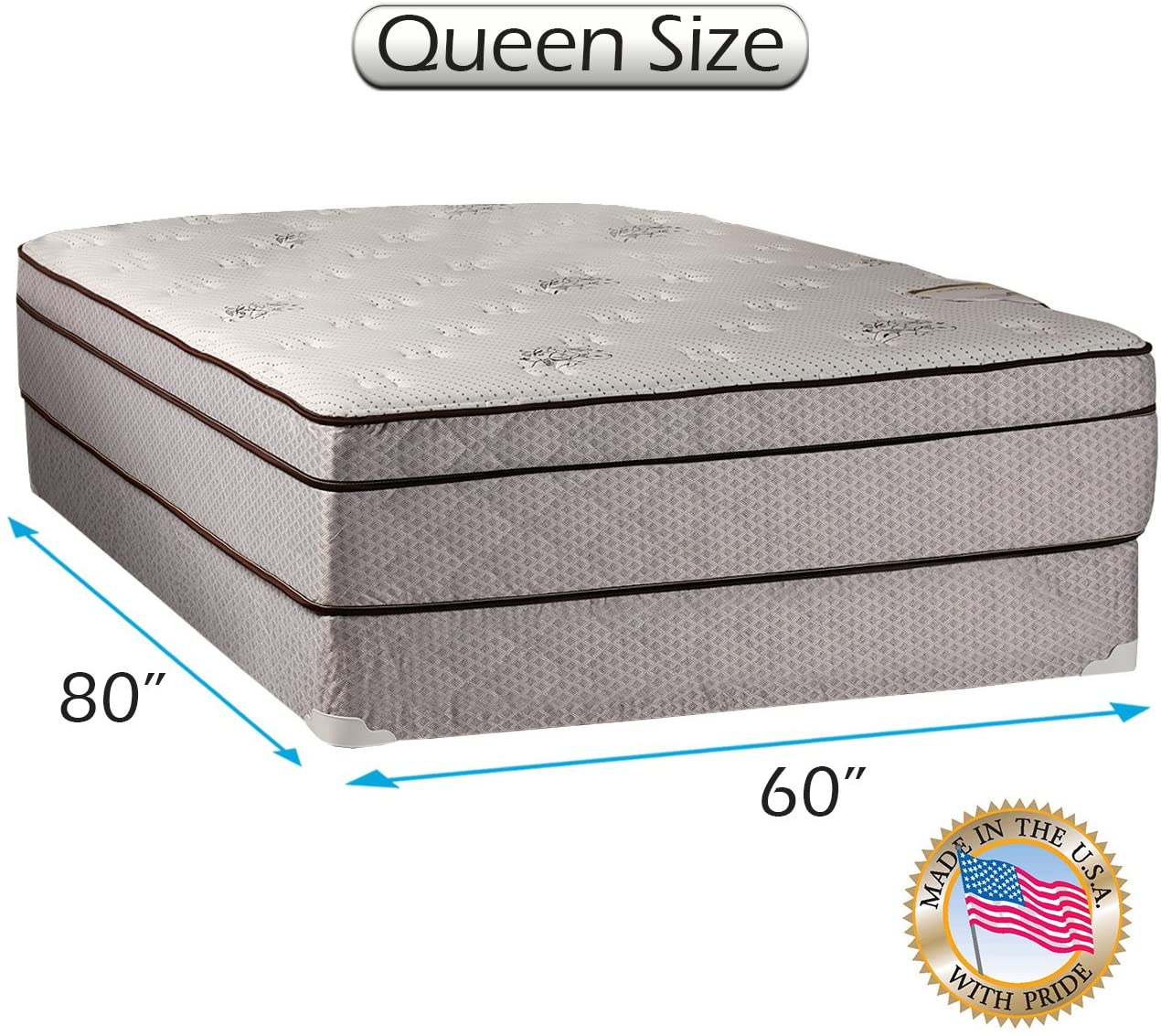 Fifth Ave Extra Soft Foam Eurotop (PillowTop) Queen Size Mattress & Box Spring Set - Therapeutic Technology, Orthopedic Support, Quality Sleep System