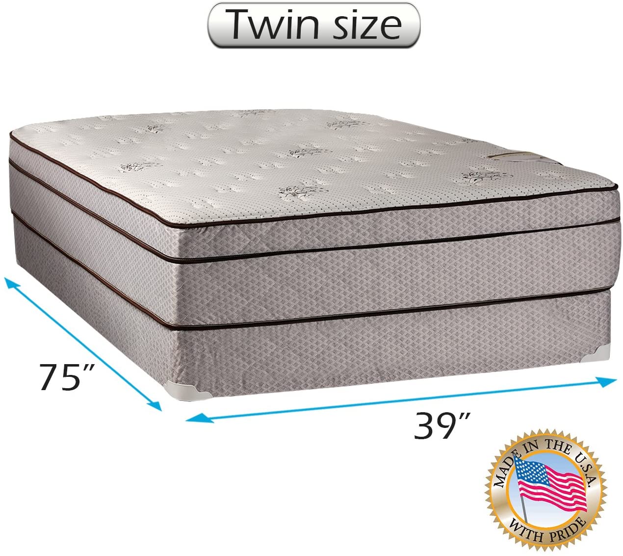 Fifth Ave Extra Soft Foam Eurotop (PillowTop) Twin Size Mattress & Box Spring Set - Therapeutic Technology, Orthopedic Support, Quality Sleep System