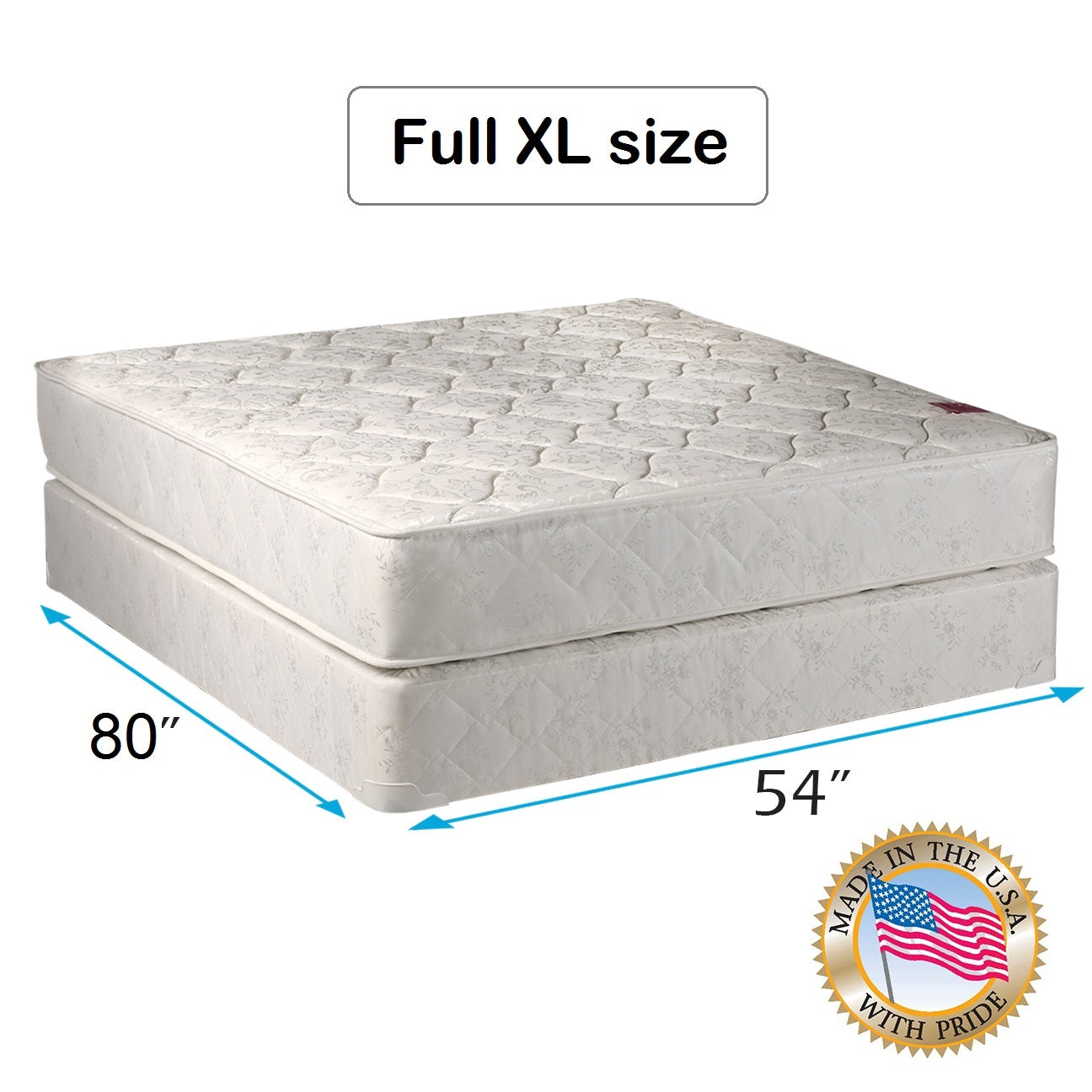 Legacy Full XL Size Gentle Firm Mattress and Box Spring Set - One Sided